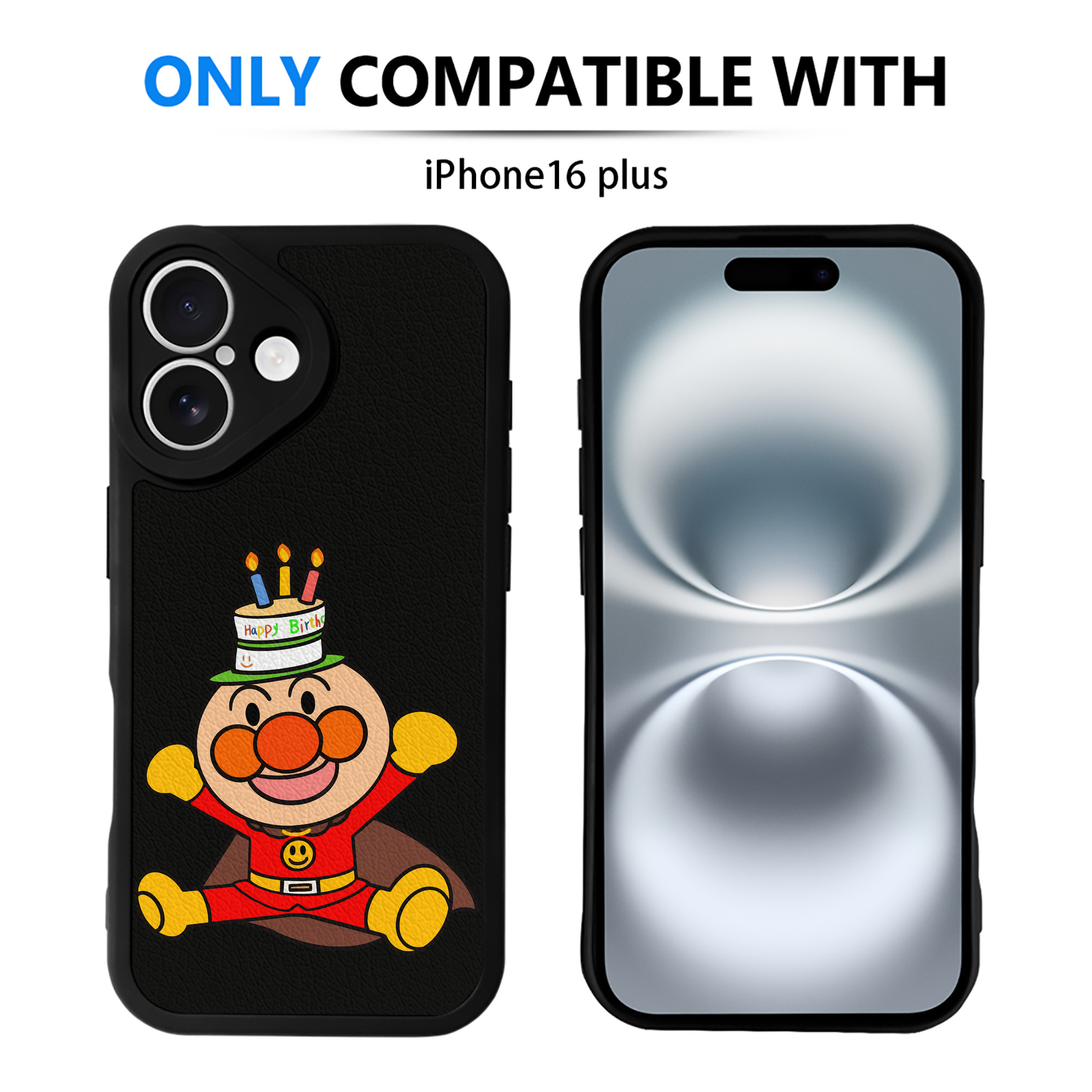 （画像用） アンパンマン Anpanman 【iPhone 16シリーズ対応】シリコンスマホケース（レザー調） 材質：シリコン